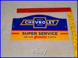 Vintage Chevrolet Super Service We Use Genuine Parts 1' Metal Gas Car Truck Sign
