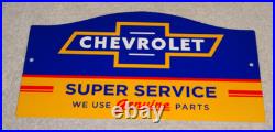 Vintage Chevrolet Super Service We Use Genuine Parts 1' Metal Gas Car Truck Sign