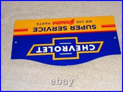 Vintage Chevrolet Super Service We Use Genuine Parts 1' Metal Gas Car Truck Sign
