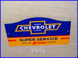 Vintage Chevrolet Super Service We Use Genuine Parts 1' Metal Gas Car Truck Sign