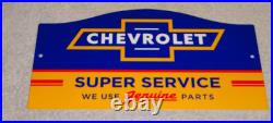 Vintage Chevrolet Super Service We Use Genuine Parts 1' Metal Gas Car Truck Sign