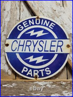 Vintage Chrysler Porcelain Sign Genuine Parts Dealer Truck Car Service Sales 12
