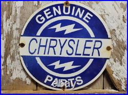 Vintage Chrysler Porcelain Sign Genuine Parts Dealer Truck Car Service Sales 12