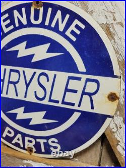 Vintage Chrysler Porcelain Sign Genuine Parts Dealer Truck Car Service Sales 12