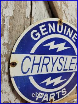 Vintage Chrysler Porcelain Sign Genuine Parts Dealer Truck Car Service Sales 12