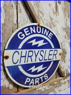 Vintage Chrysler Porcelain Sign Genuine Parts Dealer Truck Car Service Sales 12