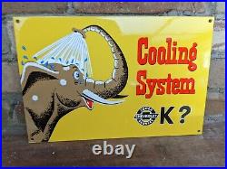 Vintage Cooling System Ok Porcelain Metal Auto Parts Sign 12 X 8