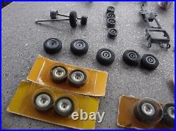 Vintage Cox 1/32 1/24 SLOT CAR Chassis LOT magn Wheels & Axles misc parts nascar