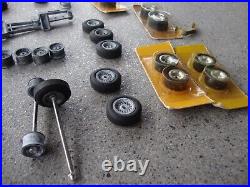 Vintage Cox 1/32 1/24 SLOT CAR Chassis LOT magn Wheels & Axles misc parts nascar