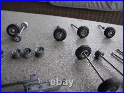 Vintage Cox 1/32 1/24 SLOT CAR Chassis LOT magn Wheels & Axles misc parts nascar