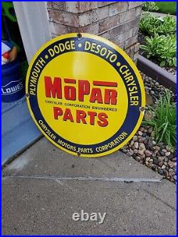 Vintage Dodge Mopar Parts Sign Metal Porcelain Chrysler Dealer Motor Cars Hemi