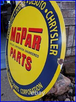 Vintage Dodge Mopar Parts Sign Metal Porcelain Chrysler Dealer Motor Cars Hemi