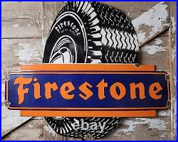 Vintage Firestone Porcelain Sign 36 American Automobile Tires Car Truck Parts