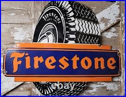 Vintage Firestone Porcelain Sign 36 American Automobile Tires Car Truck Parts