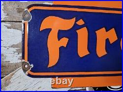 Vintage Firestone Porcelain Sign 36 American Automobile Tires Car Truck Parts