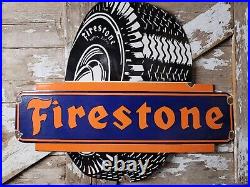 Vintage Firestone Porcelain Sign 36 American Automobile Tires Car Truck Parts