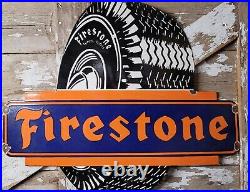 Vintage Firestone Porcelain Sign 36 American Automobile Tires Car Truck Parts