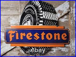 Vintage Firestone Porcelain Sign 36 American Automobile Tires Car Truck Parts