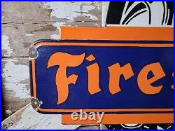 Vintage Firestone Porcelain Sign 36 American Automobile Tires Car Truck Parts