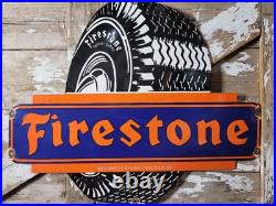 Vintage Firestone Porcelain Sign 36 Old 1955 Automobile Tires Car Truck Parts