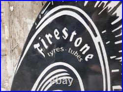 Vintage Firestone Porcelain Sign 36 Old 1955 Automobile Tires Car Truck Parts