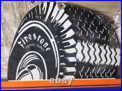 Vintage Firestone Porcelain Sign 36 Old 1955 Automobile Tires Car Truck Parts