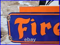 Vintage Firestone Porcelain Sign 36 Old 1955 Automobile Tires Car Truck Parts