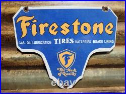 Vintage Firestone Porcelain Sign Gas Oil Lube Lining Brakes Auto Tire Car Parts Vintage Firestone Porcelain Sign Gas Oil Lube Lining Brakes Auto Tire Car Parts