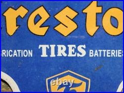 Vintage Firestone Porcelain Sign Gas Oil Lube Lining Brakes Auto Tire Car Parts Vintage Firestone Porcelain Sign Gas Oil Lube Lining Brakes Auto Tire Car Parts