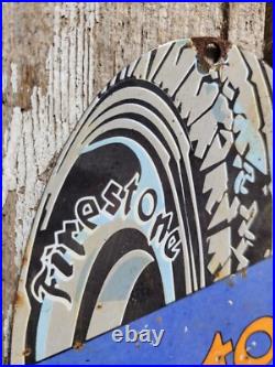 Vintage Firestone Porcelain Sign Old Auto Truck Tire Manufacturer Car Parts Sign Vintage Firestone Porcelain Sign Old Auto Truck Tire Manufacturer Car Parts Sign