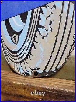 Vintage Firestone Porcelain Sign Old Automobile Tire Manufacturer Car Parts Sign