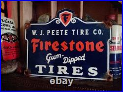 Vintage Firestone Porcelain Sign Old Gum Dipped Rubber Tires Car Auto Parts Shop