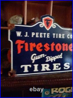 Vintage Firestone Porcelain Sign Old Gum Dipped Rubber Tires Car Auto Parts Shop