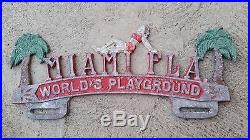 Vintage Florida Car License Plate Topper Miami Florida Playground Bikini Girl