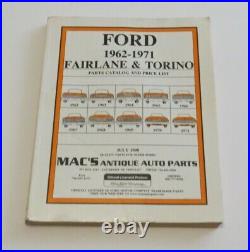 Vintage Ford 1962-1971 Fairlane Torino Parts Catalog Price List Car Collector