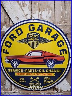 Vintage Ford Garage Porcelain Sign 30 Mechanic Repair Car Truck Service Parts