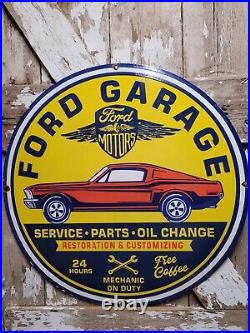 Vintage Ford Garage Porcelain Sign 30 Mechanic Repair Car Truck Service Parts