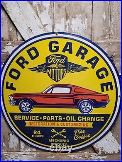 Vintage Ford Garage Porcelain Sign 30 Mechanic Repair Car Truck Service Parts