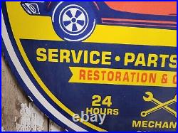 Vintage Ford Garage Porcelain Sign 30 Mechanic Repair Car Truck Service Parts