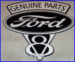 Vintage Ford Genuine Parts V8 12 Metal Car Truck Gasoline & Oil Dealership Sign