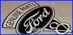 Vintage Ford Genuine Parts V8 12 Metal Car Truck Gasoline & Oil Dealership Sign