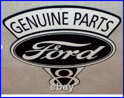 Vintage Ford Genuine Parts V8 12 Metal Car Truck Gasoline & Oil Dealership Sign