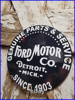 Vintage Ford Motor Co Porcelain Sign Detroit Car Gas Sales Service Auto Parts