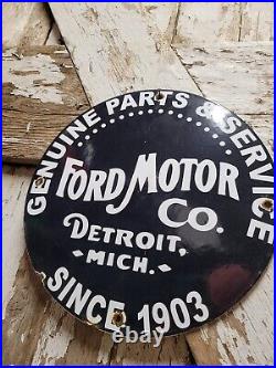 Vintage Ford Motor Co Porcelain Sign Detroit Car Gas Sales Service Auto Parts