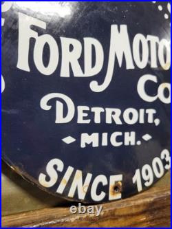Vintage Ford Motor Co. Porcelain Sign Detroit Car Gas Sales Service Auto Parts Vintage Ford Motor Co. Porcelain Sign Detroit Car Gas Sales Service Auto Parts