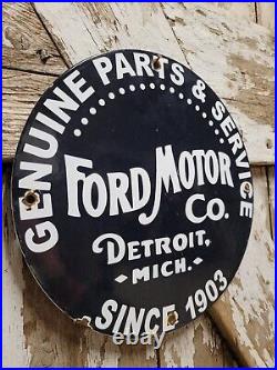 Vintage Ford Motor Co Porcelain Sign Detroit Car Gas Sales Service Auto Parts