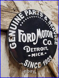 Vintage Ford Motor Co Porcelain Sign Detroit Car Gas Sales Service Auto Parts