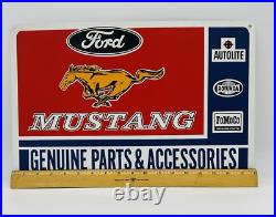Vintage Ford Motors Sign Mustang Genuine Parts Metal Sign 18x12 Man Cave