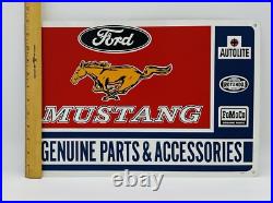 Vintage Ford Motors Sign Mustang Genuine Parts Metal Sign 18x12 Man Cave