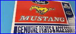 Vintage Ford Motors Sign Mustang Genuine Parts Porcelain Sign